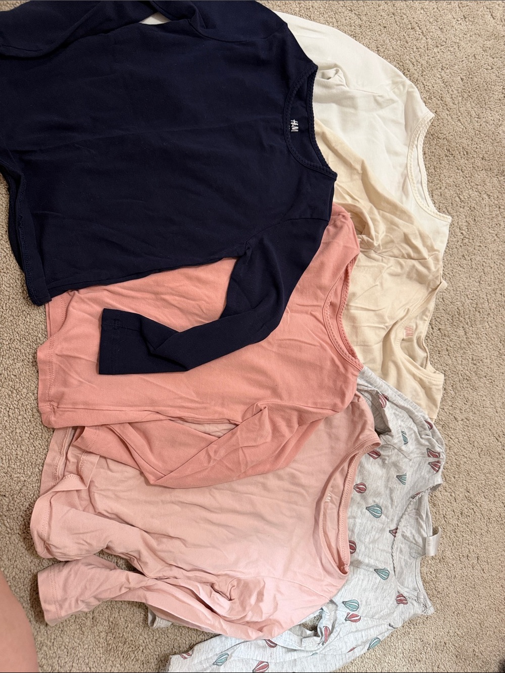 H&M Girls Long-Sleeve Shirt - Navy, Cream, Blush & Printed